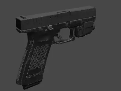 pistol Low-poly 3D model 3