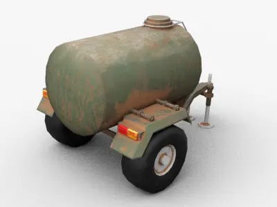 water tank semi trailer Low-poly 3D model