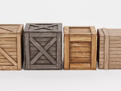 Wooden Crates Set V2 - Clean Transport and Storage Boxes 3D model
