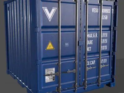 PBR 10 ft Storage Container - Blue Low-poly 3D model