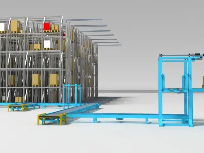 Storage warehouse Low-poly 3D model