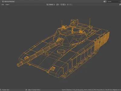 T14 ARMATA TANK BASE MESH  Low-poly 3D model