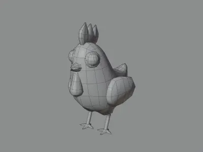 White Chicken Low-poly 3D model