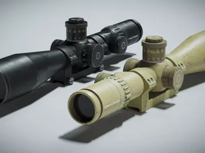 Scope Schmidt and Bender Sight low-poly 3d model Low-poly 3D model