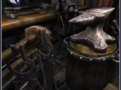 Medieval Blacksmith Tools Low-poly 3D model purchase