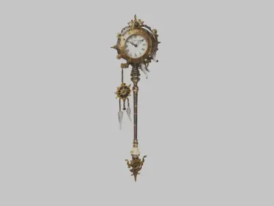 Fantasy Bronze Wall Clock Low-poly 3D model