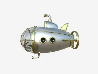 Submarine Cartoon A03 Aluminum - Sub Watercraft Vehicle Low-poly 3D model