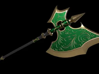 Two-Handed Battle Axe Low-poly 3D model