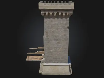 Medieval Tower Gatehouse  Stronghold Entry with Tactical  3D model