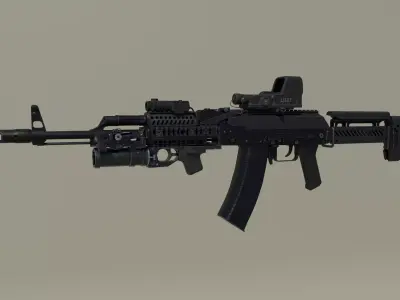 AK-74 Zenit Tactical Modular Assault Rifle Low-poly 3D model