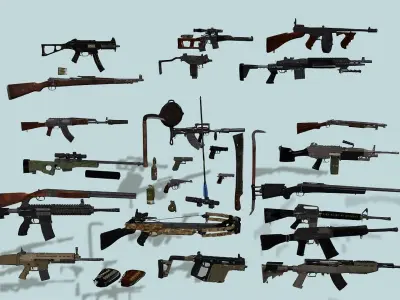 All guns pack and free fire and pubg guns Low-poly 3D model