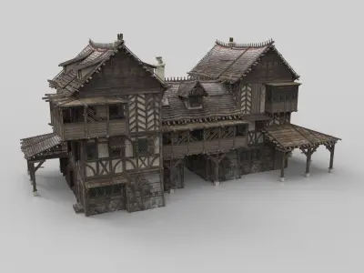 Medieval house fantasy 19 Low-poly 3D model