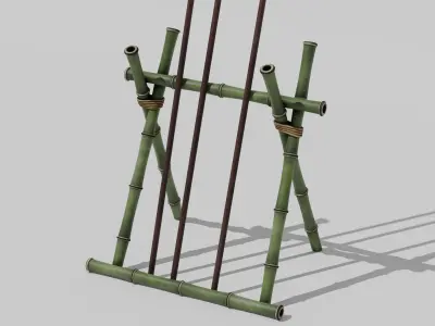 Japanese Furniture Kit - Yari sword-spear with rack  Low-poly 3D model