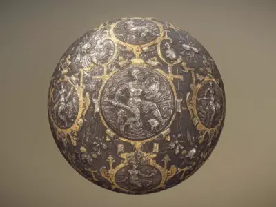 Pageant Shield 16th century 2 Low-poly 3D model