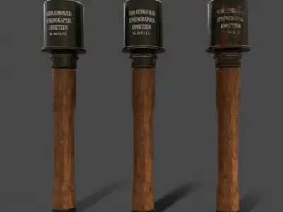 WWII - m24 Stielhandgranate Low-poly 3D model