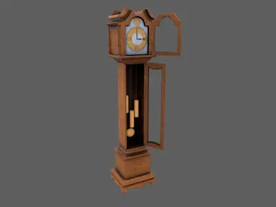 Standing clock Low-poly 3D model