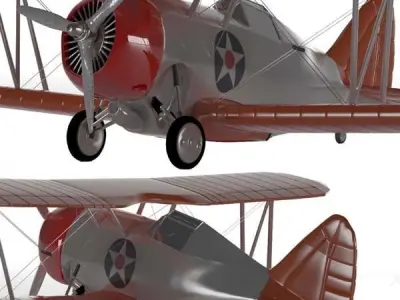 Grumman F2F-USA WW2 PLANE Low-poly 3D model