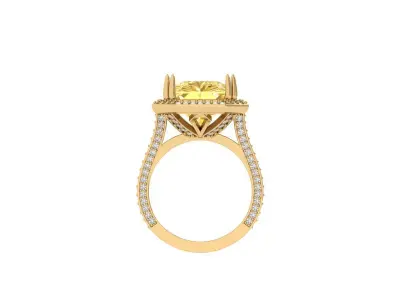 Asscher Art Deco Ring 3D print model 4