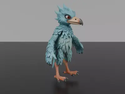 Cartoon Parrot 3D Model  Low Poly Rigged Bird  Game Ready Low-poly 3D model