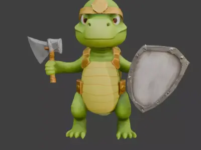 Cartoon Dinosaur Stylized Game-Ready 3D Model with PBR Textures Low-poly 3D model