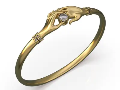 Diamond Hands Bangle Bracelet 3D print model