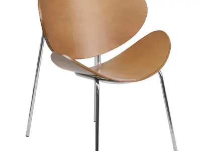 Wood Seat Waiting Room Chair 3D model
