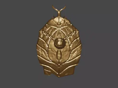 Deer horned warrior shield Low-poly 3D model