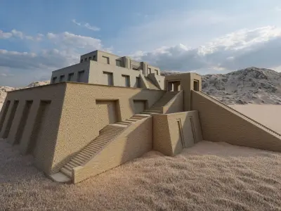 Zigurat ancient pyramid-Ziggurat Temple 3D model 5