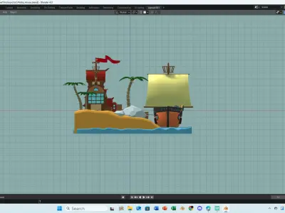 Pirate House scene Low-poly 3D model