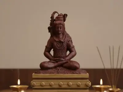 3D Model of Lord Shiva Reclining with Engraved Wooden Panel STL 3D print model