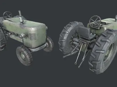 Old Tractor PBR Low-poly 3D model