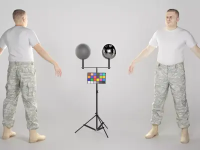 Man in camo pants ready for animation 330 Low-poly 3D model