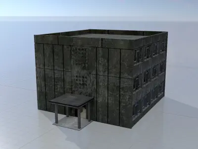 Old military barrack version 1 ruin 4 Low-poly 3D model
