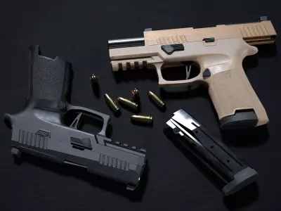 Compact Pistol Low-poly 3D model purchase