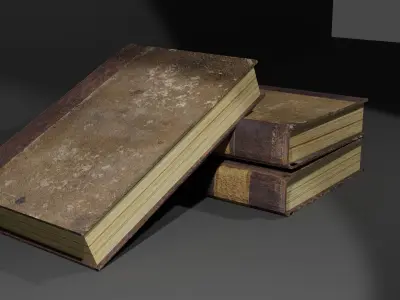 Book Set textured Low-poly 3D model