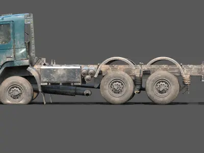 Abandoned Brandless Euro Truck Lowpoly Low-poly 3D model