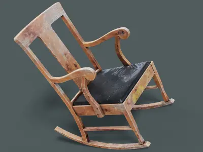 Old Dirty Rocking Chair Low-poly 3D model