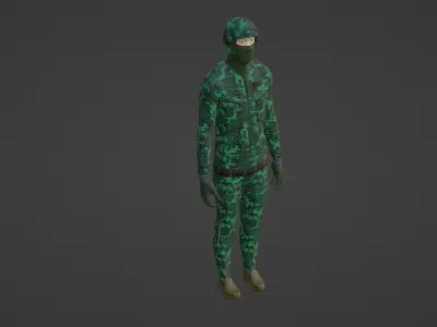 Soldier V camouflage Low-poly 3D model