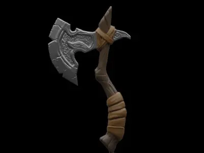 ANCIENT AXE GAMERADY LOW POLY  AXE Low-poly 3D model