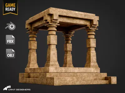 Ancient Stone Pavilion Ruin Low-poly 3D model
