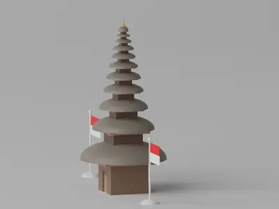Temple Pura Ulun Danu Beratan Indonesia 3D model