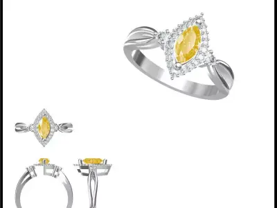 JCD Format Antique color stone rings cad jewellery design course 3D print model