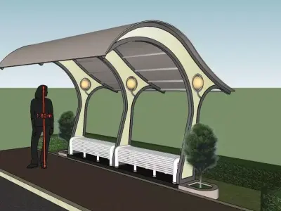 BUS STOP - REST AREA Low-poly 3D model