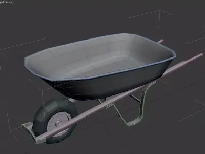 Wheelbarrow low poly 3d model Low-poly 3D model