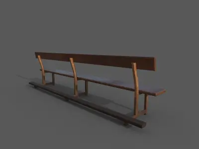 Church Bench Low-poly 3D model