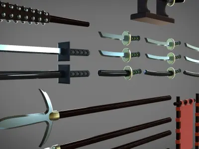 Samourai ands ninja weapons 3D model