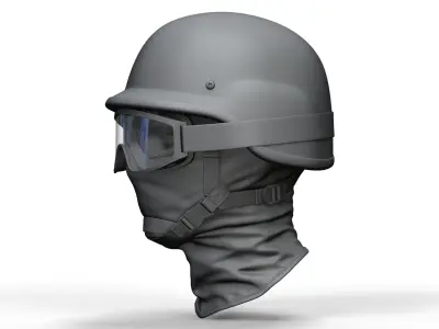 Police Helmet and Glasses - Low Poly and High Poly 3D model