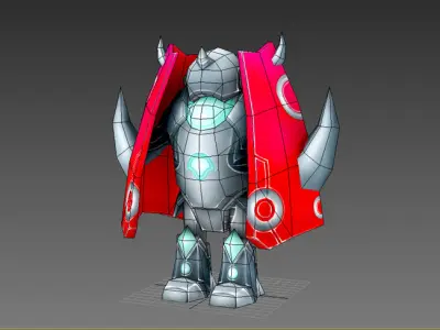 Robot lowpoly with horns Low-poly 3D model