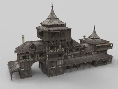 Medieval house fantasy 21  Low-poly 3D model