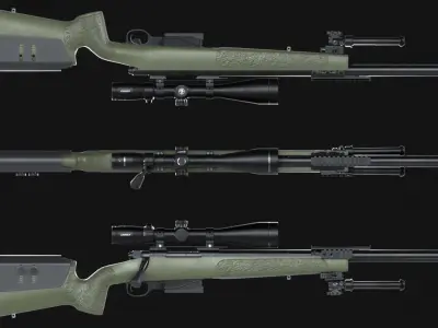 FN SPR A3G Sniper Rifle - Game Asset Low-poly 3D model